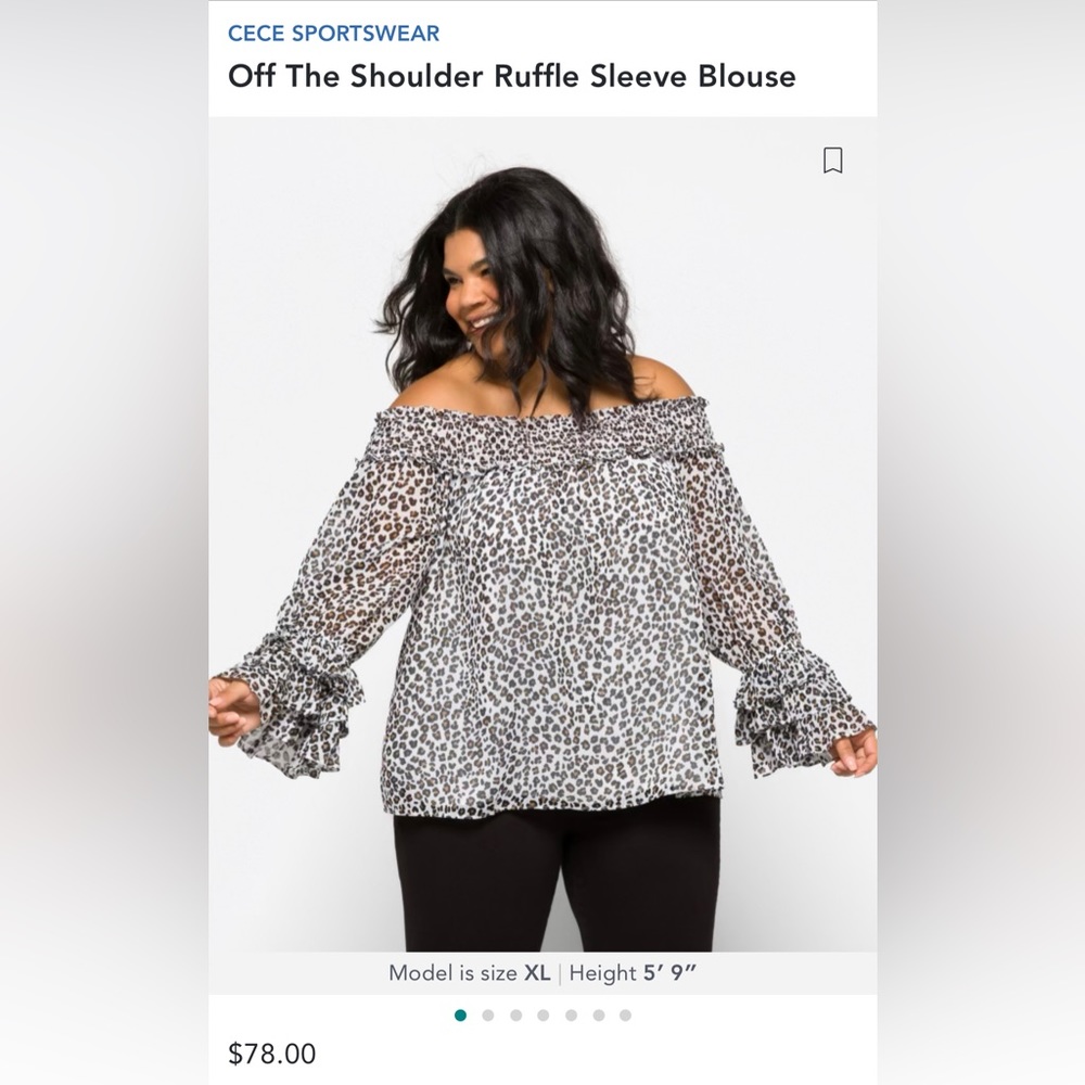 NWT Cece Sportswear cheetah print off the shoulder blouse in 2X